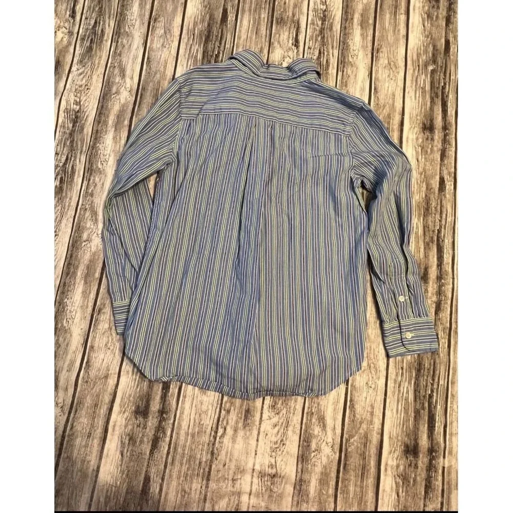 Boys Ralph Lauren blue yellow white striped long‎ sleeve Button Up size 7